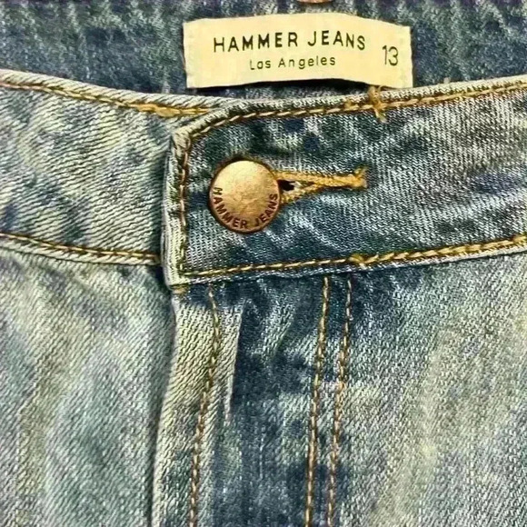 Hammer Jeans Denim Shorts Size 13 High Rise Distressed Medium Wash Casual - Picture 3 of 6